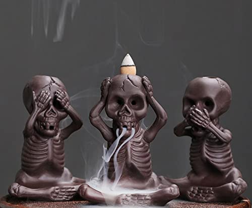 Comeon Backflow Incense Burner Skull Decor Set (3-Pack)