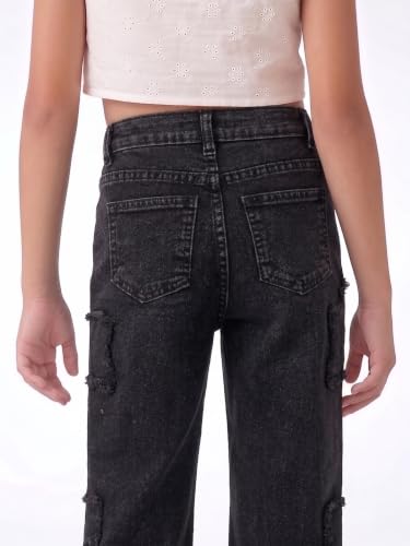 Image of Amazon Brand - Jam & Honey Girls Cotton Rich Lightweight Breathable Mid Rise Jeans | Stylish Star Design | Regular Fit | Age 2-13 Years