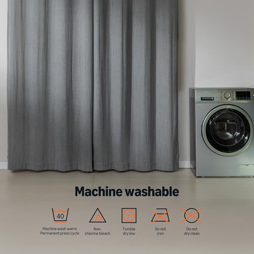 Image of Amazon Basics Chenille Room Darkening Curtains, Light Filtering Window Drapes for Bedroom and Living Room, 2-Panel Set with Grommets, 52 inch W x 63 inch L, Grey Classic