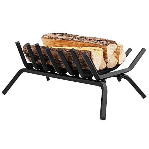 Safstar 18 Inches Fireplace Grate, Heavy-Duty Steel Fireplace Log Grate w/V-Shaped & Raised Rack, Wood Grate Rack, 7-Bars Firewood Stove Holder for Indoor Chimney Hearth Fireplace Outdoor Fire Pit