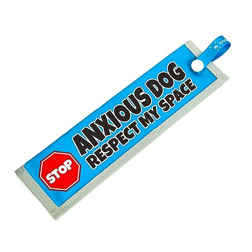 dogkit Anxious Dog Respect My Space - Funda para perros nerviosos reactivos, reflectante, impermeable, de doble cara para la correa del perro (azul, señal de parada)