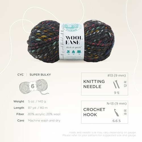 Image of Lion Brand Yarn Wool-Ease Thick and Quick Yarn, Soft and Bulky Yarn for Knitting, Crocheting, and Crafting, 3 Pack, Bedrock | Super Bulky Wool Acrylic Blend Fiber for Soft Hats, Sweaters, Chunky Blankets, Yarn for Crochet, Knitting, Crafts, Weaving