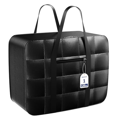 Image of Kuber Industries Parachute 120L Large King Size Dustproof Underbed Storage Box | Blanket Storage Bags /Cover Double Bed Storage Bag | Storage Bag for Clothes, Documents, Books, Toys | Black