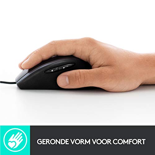 Logitech Advanced Corded Mouse M500s met de geavanceerd supersnel scrollen en kantelen, aanpasbare knoppen, uiterst nauwkeurige tracking met dpi-schakeling, plug-and-play via USB - Zwart - Afbeelding 4