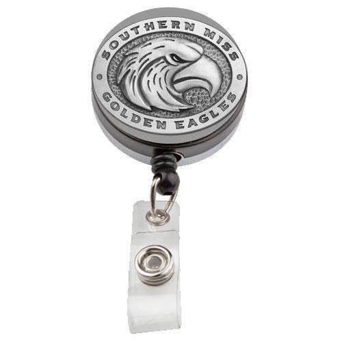 BOOJEE BEADS Retractable Badge Holder 30" Small Pewter Badge Reels Retractable with Heavy Duty Belt Clip Cute Badge Reel to Show Off Your School Spirit (University of Southern Mississippi)