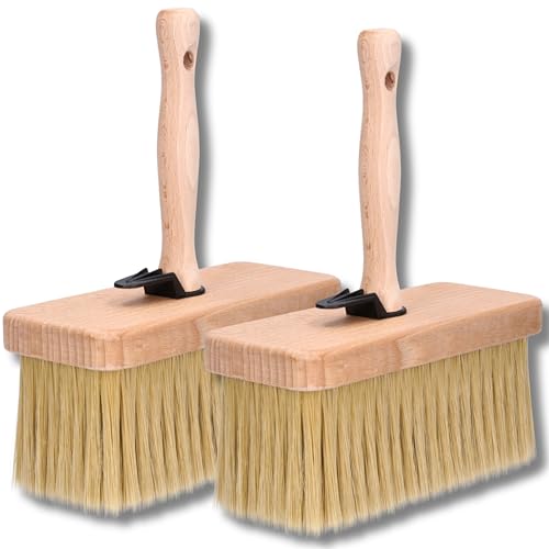 ToolSpace Quast Breit 190 mm Maurerbürste Holz Malerbürste 2 STÜCK Ideal zum Streichen Holz Zäunen Bänken als Tapezierwerkzeug Malerquast Flachenstreicher Deckenbürste Tapezierbürste Vliestapete DIY