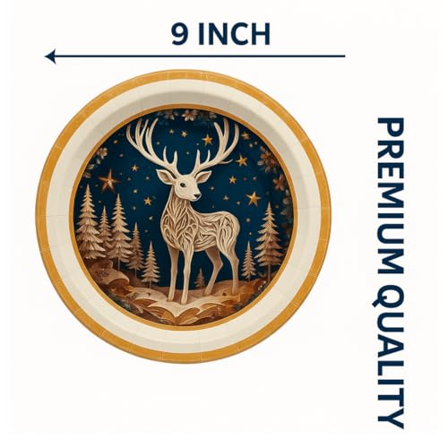 Image of Wanna Party Reindeer Christmas Paper Plates Pack of 8 for Xmas Dinnerware Serving for Xmas Holiday Party