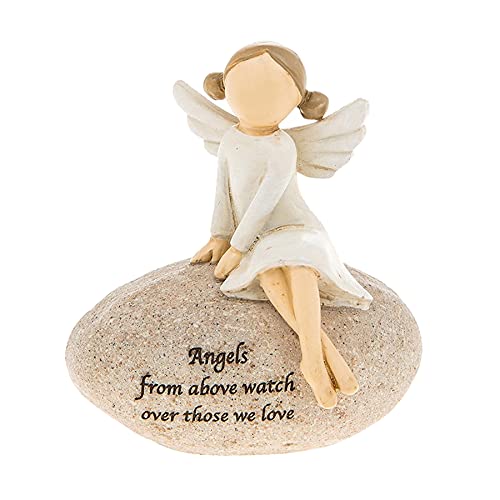 Image of Widdle Gifts Sentiment Stone Pebble Ornament with Wording - Angels from above 0893