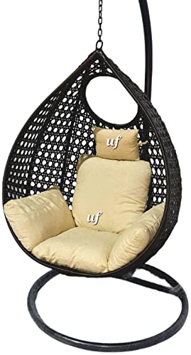 Image of Universal Furniture Single Seater Hanging Swing Chair With Stand For Outdoor /Indoor /Balcony /Garden /Patio /Hanging (Brown)(Rattan)