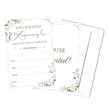 Zcsni 50th Anniversary Invitations Cards, Floral Theme Anniversary Invitations, 50th Anniversary Theme Decorations, Anniversary Party Supplies Decorations, 25 Cards With 25 Envelopes -A01