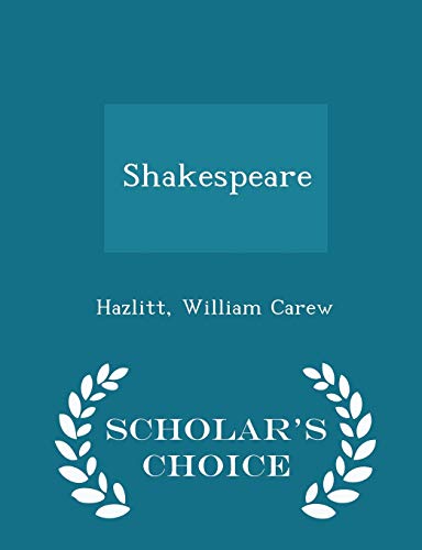 Shakespeare - Scholar's Choice Edition 1298326273 Book Cover