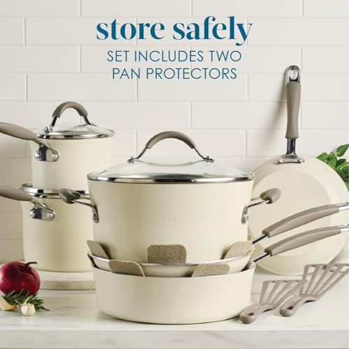 Image of Rachael Ray Cucina Ceramic Nonstick Cookware Pots and Pans Set, 13-Piece, Almond