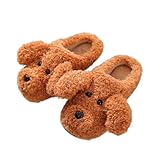 UKKO Cartoon Hund Hausschuhe Frauen Schuhe Winter Warme Weiche Plüschschuhe Männer Paare Hausschuhe Für Zuhause Innern Schlafzimmer Slip Auf Pelzrutschen-A-1,36-37