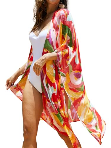 Image of Moss Rose Women Summer Bikini Kimono Bathing Suit Cover Ups for Swimwear