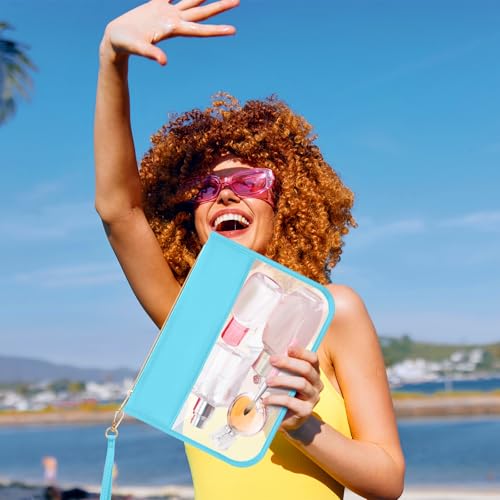 Sweetude 24 Pcs Clear Makeup Bags with Wristlet Bag DIY Chenille Letter Bag Bulk Waterproof Toiletry Bag Flat Preppy Nylon Clear Zipper Pouches Snack Organizer for Women4