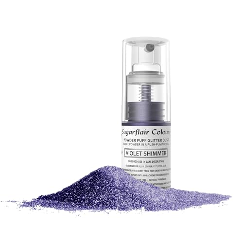 Sugarflair Violet Shimmer Edible Glitter Dust Spray (Non-Aerosol) - Add a Shimmering Lustre Sparkle to Cakes, Cupcakes, Chocolate, Baking, Desserts, Ice Cream, Drinks, Cocktails and more - 10g