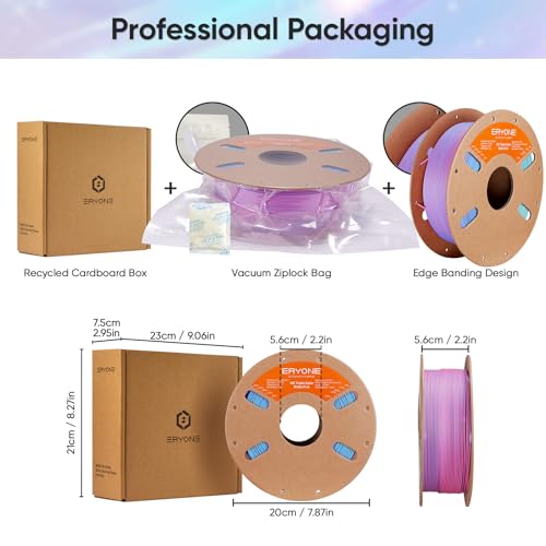 Image of ERYONE Matte Tri Color PLA Filament 3D Printer 1.75mm + /- 0.03mm, Multicolor Filament Tricolor PLA 1KG(2.2lbs) Cardboard Spool, Pink & Green & Blue