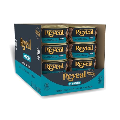 Image of Reveal Natural Wet Cat Food, 24 Count, Grain Free, Limited Ingredient Canned Food for Cats, Tuna with Sea Bream in Broth, 2.47 oz Cans