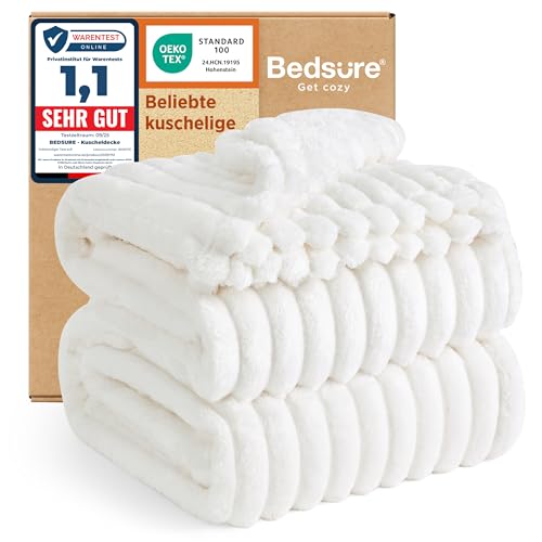 BEDSURE kuscheldecke 220x240 - Tagesdecke, Wolldecke & Fleecedecke, Sofadecke, Weiche Warme Grobe Korddecke für Zimmer Deko, Wohn- & Kuscheldecken,...