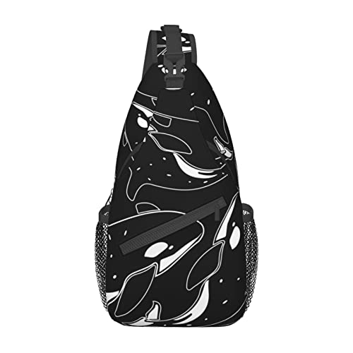Mochila tipo sling Crossbody negra unisex para trekking miniatura 7