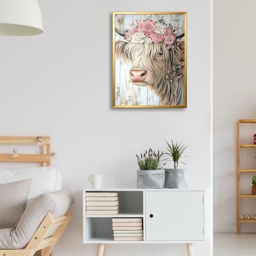 Highland Cow Canvas Wall Art 12X16in Metal Framed - image 5