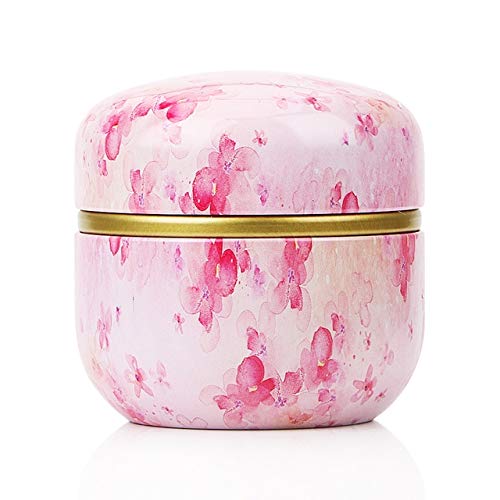 QGT Tea Caddies HOOMIN Tea Box Tea Jar Storage Holder Tea Caddies Matcha Container Mini Coffee Powder Organizer Cans Multifunction Round Metal, Color:Cherry color