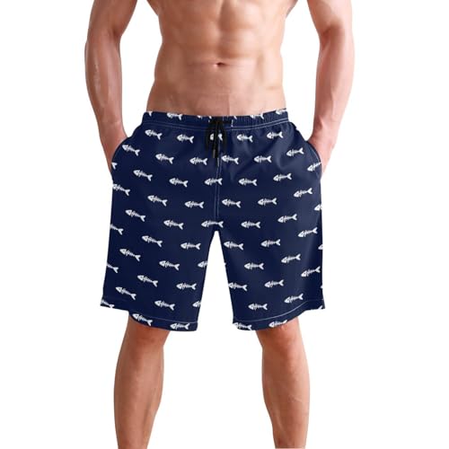 JUNZAN Father Son Matching Swim Trunks Fishes Bones Dad and Son Matching Swim Trunks for Men and Boy Board Shorts3