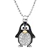 Spinningdaisy Silver Plated Round Body Cute Black Penguin Necklace