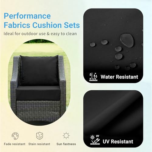 Image of IPYNBAP Outdoor Cushions for Patio Furniture,Outdoor Seat Cushion Set 24 x 24 x 4 Inch,Waterproof & Fade Resistant Outdoor Chair Cushions,Deep Patio Chair Cushion with Removable Cover,Black
