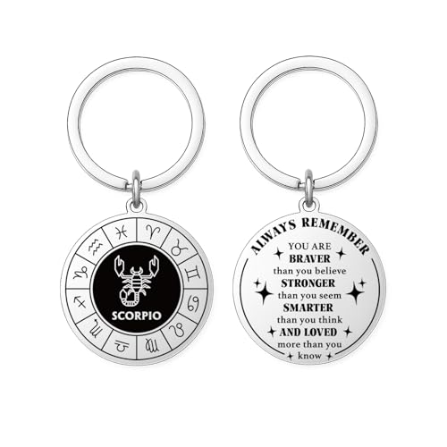 Hewonnn Scorpio Gifts for Women & Men - Inspirational Zodiac Keyring for Astrology Lovers - Scorpio Christmas, Birthday Gifts