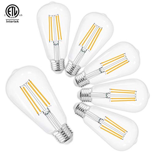 LED Edison Bulbs Vintage,Daylight White 4000K,60 Watt Equivalent,ST58 Chandelier Fan Filament Light Bulb,E26