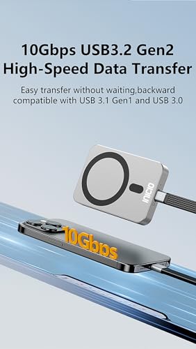 Image of INICIO 10Gbps Magnetic M.2 NVMe MagSafe SSD Enclosure & USB C 100W PD HDMI Hub for iPhone 17 16 15 Pro Max ProRes MacBook iPad Pro S26 S25 Android, Support Size 2230 /2242 /2260 /2280 (SSD NOT Included)