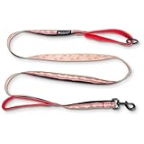 Leash Boss Double Handle Dog Leash, Pattern Collection, 6Ft Reflective Dog Leash with Two Padded Handles for Large Dogs or Medium Dogs That Pull (Beige/Red - Mountain)