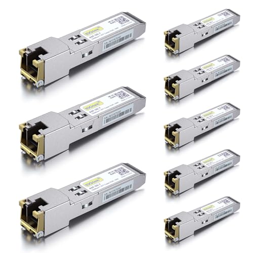 Image of 10Gtek SFP to RJ45 1000BASE-T Copper Ethernet Module, Gigabit SFP-T Transceiver for Cisco SFP-GE-T, Meraki, Fortinet, Ubiquiti UniFi UF-RJ45-1G, D-Link, Supermicro, Netgear, TP-Link, Pack of 8