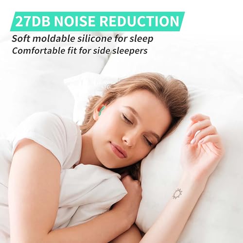 Image of LYSIAN Moldable Silicone Ear Plugs for Sleeping, Snoring & Side Sleepers, Soft Reusable Noise Reduction Earplugs for Sleep, Travel & Swimming, 5 Pairs, Green