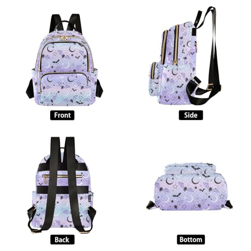 Image of Mini Backpack Purple Bat Moon Fashion Backpack Purse for Women,Handbag Shoulder Bag Casual Daypack, Ladies Gift for College Work (S)