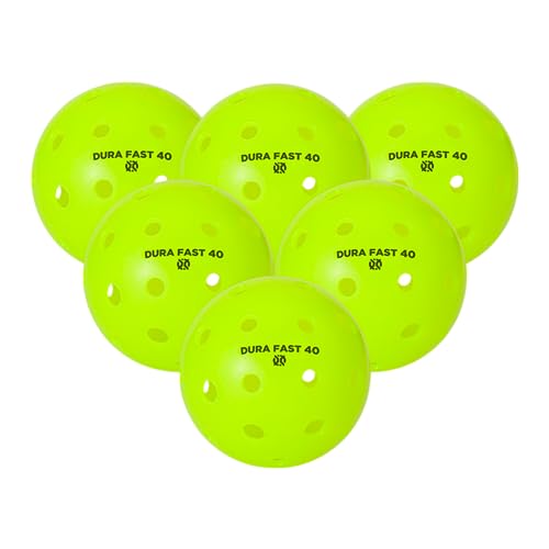 Bolas de pickleball Dura Fast 40 | Bolas de pickleball ao ar livre | Neon | Pacote com 6 | Aprovado