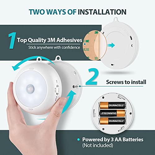 Alivation Motion Sensor Light Indoor, LED Closet Light Battery Operated, Night Light Under Cabinet Lighting, 3 AA Battery Powered, Puck Lights for Wall, Stair, Dimmable (6 Pack) by Alivation - Used condition - Image 5