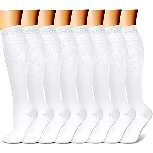 CHARMKING Compression Socks for Women & Men Circulation (8 Pairs) 15-20 mmHg is Best Support for Athletic Running,Cycling