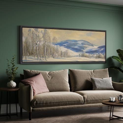 Image of MUDECOR Large Framed Canvas Print Wall Art Snow Birch Mt for Living Room