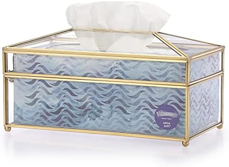 Sumnacon Rectangular Clear Glass Paper Tissue Box, Decorative Glass Napkin Storage Box, Facial Tissue Holder for Dresser, Bathroom, Bedroom, Home Decor, Office, Bar, Restaurant, Large