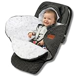 Bellochi Babydecke 90x90 cm aus Baumwolle | Warme Einschlagdecke für Kinderwagen & Babyschale | Grau