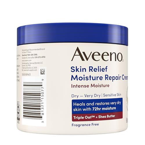 Image of Aveeno Skin Relief Intense Moisture Repair Body Cream with Triple Oat & Shea Butter Formula, Helps Heal, Repair & Restore Very Dry Skin with Long-Lasting Moisture, Fragrance-Free, 11 oz (Pack of 12)