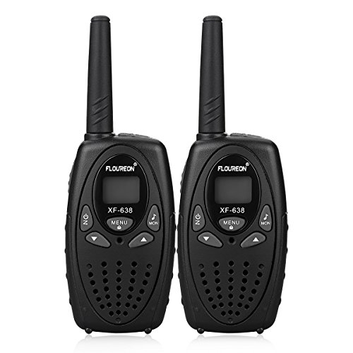 FLOUREON Talkie-Walkie Enfant 8 Canaux Paire Longue Portee Radio Bidirectionelle Emetteur-récepteur Two Way Radio Léger Compact Auto Scan Noir