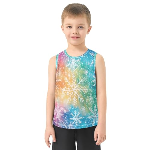 Boys Tank Top Shirts Winter Snowflake Tie Dye Sleeveless T-Shirts Crew Neck for Kids Clothing Children2