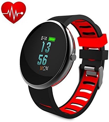 Paick Fitness Tracker Activity Tracker Heart Rate Monitor Blood Pressure Smart Bracelet Bluetooth Wristband Sleep Monitor Call Reminder Waterproof Smart Watch for iOS Android Black + Red Band