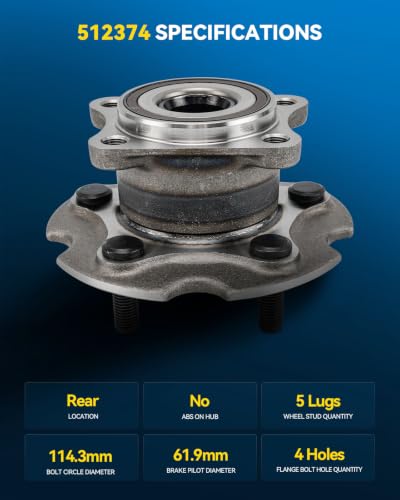 Image of PHILTOP 512374 x2 Rear Wheel Bearing Hub Assembly for Toyota RAV4