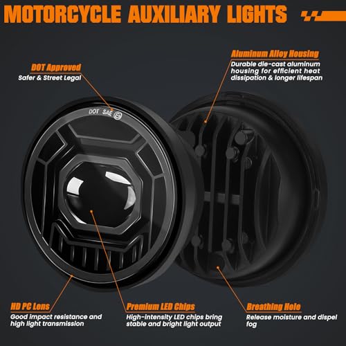 Image of 4.5 inch Motorcycle fog Lights 2PCS, Round LED Fog Lamps for Motorcycle Harley Davidson Accessories Electra Street Glide Heritage Softail Classic Road King