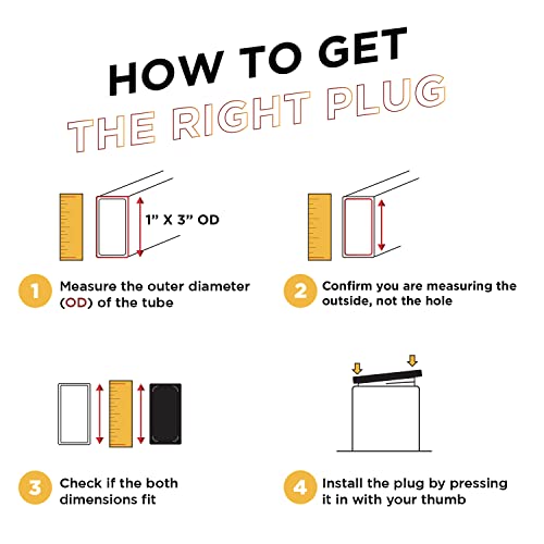 Prescott Plastics 1 X 3 Made In Usa Inch Rectangle Plastic Plug Insert, Black End Cap For Metal Tubing, Fence, Glide Insert For Pipe Post, Chairs And Furnitures (4 Pack) #TOP2