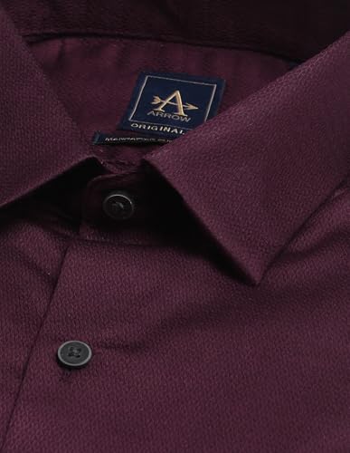Image of Arrow Men's Solid Full Sleeve Slim Fit Cutaway Collar Cotton Formal Shirt (ARADOSH1383 Dark Green 46)
